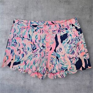 Lilly Pulitzer Scalloped Shorts Size 2 Flamingo Print Colorful‎ Resortwear E28